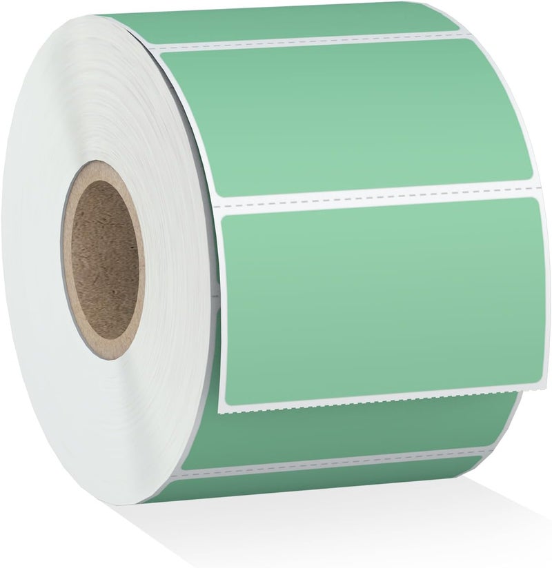 Misofuki 2.25" x 1.25" Green Direct Thermal Barcode Labels 1000 Pcs for Zebra ZD410 ZD411 LP2824, 2-1/4x1-1/4 1 Roll Waterproof Strong Adhesive Perforated Return Address Labels Used with Rollo MUNBYN - Image 1
